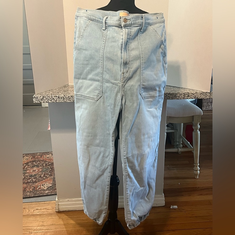 Mother The Wrapper Patch Cinched Ankle Light Blue… - image 1